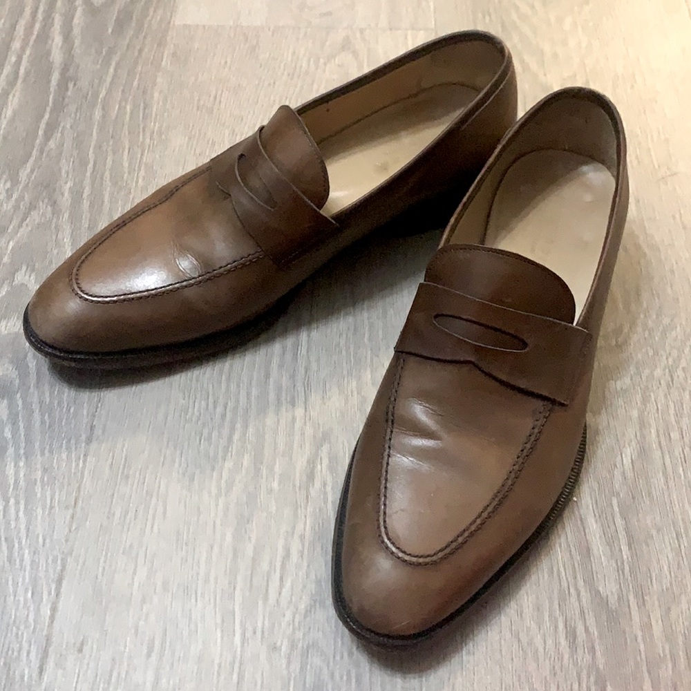 Classic Brown Leather Penny Loafers - Men's Slip-On Dress Shoes